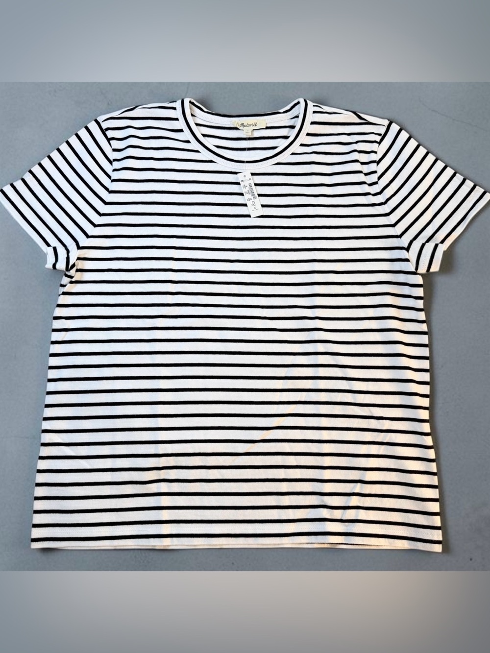 Madewell Black & White Striped Crewneck Tee - Picture 3 of 6